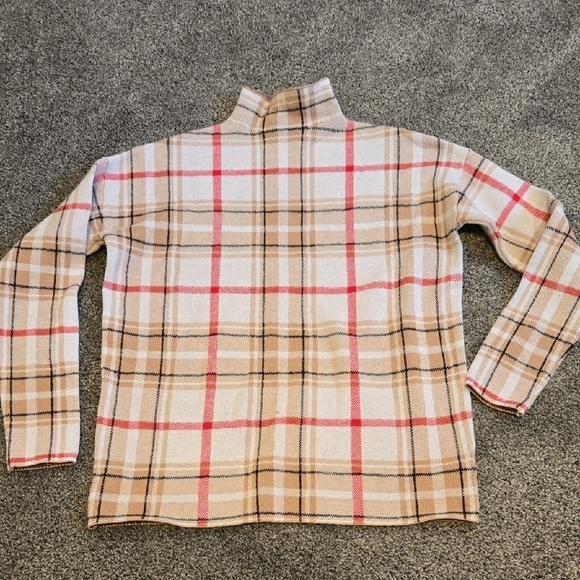 Tahari Women Turtleneck Pane Plaid Sweater Top Sz S - Picture 2 of 8